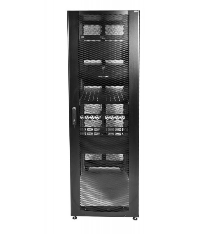 ЦМО! Шкаф серверный ПРОФ напольный 42U (800x1200) дверь перфорированная 2 шт., цвет черный, в сборе (ШТК-СП-42.8.12-44АА-9005) - Телекоммуникационные шкафы, ящики